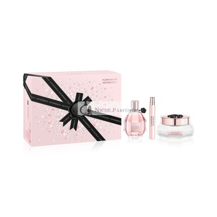 Viktor & Rolf Flowerbomb Gift Set, Eau de Parfum 100ml, Body Cream 200ml, Eau de Parfum Spray 10ml