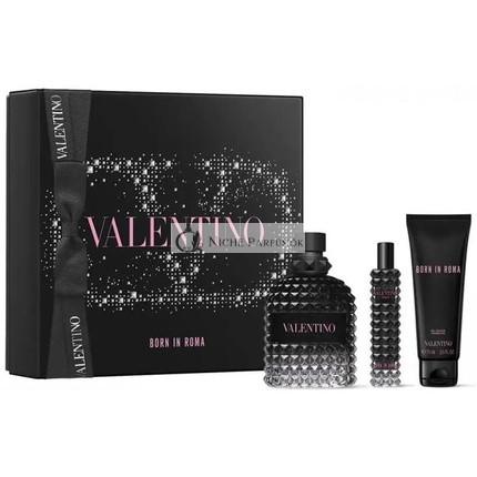 Valentino Born In Roma Uomo Eau de Toilette Spray 3.4 Fl Oz 0.5 Fl Oz Shower Gel 2.5 Fl Oz