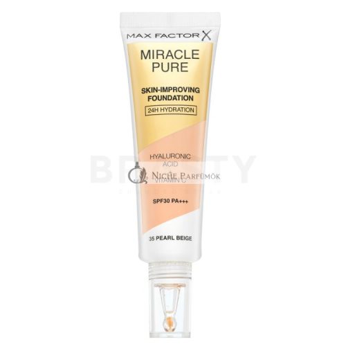 Max Factor Miracle Pure Skin-Improving Foundation Long-Lasting Makeup with Moisturizing Ingredients 35 Pearl Beige 30 ml