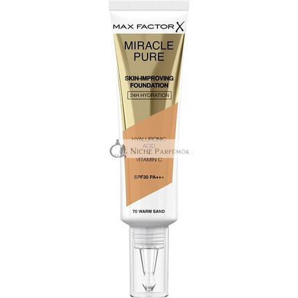 Max Factor Miracle Pure Skin-Improving Foundation Long-Lasting Makeup with Moisturizing Ingredients 70 Warm Sand 30 ml