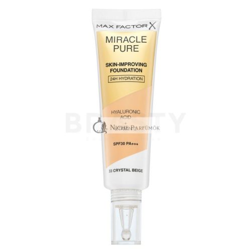 Max Factor Miracle Pure Skin-Improving Foundation Long-lasting Makeup with Hydrating Ingredients 33 Crystal Beige 30 ml