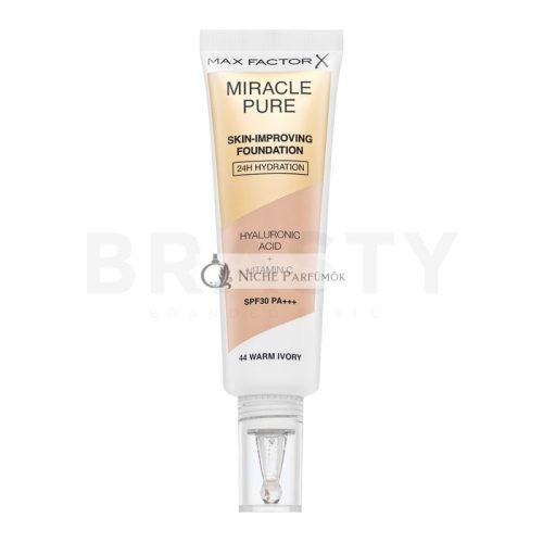 Max Factor Miracle Pure Skin-Improving Foundation Long-Lasting Makeup with Hydrating Formula 44 Warm Ivory 30 ml