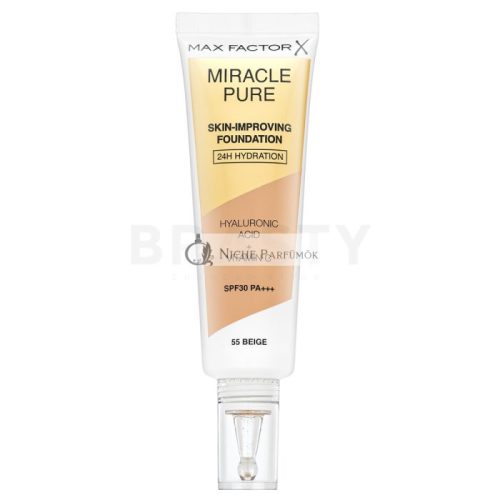 Max Factor Miracle Pure Skin-Improving Foundation Long-lasting Makeup with Hydrating Ingredients 55 Beige 30 ml