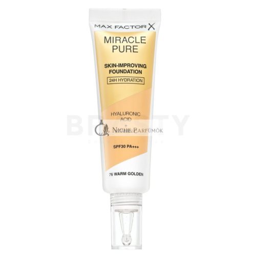 Max Factor Miracle Pure Skin-Improving Foundation Long-Lasting Makeup with Hydrating Formula 76 Warm Golden 30 ml