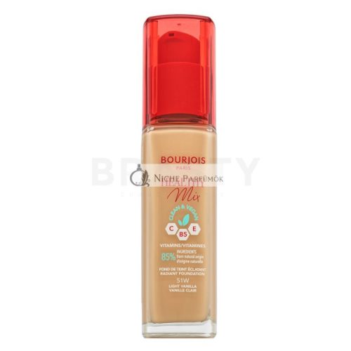 Bourjois Healthy Mix Clean & Vegan Radiant Foundation Liquid Makeup for Even Skin Tone 51W Light Vanilla 30 ml