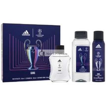 Adidas Uefa Champions League Goal Gift Set - Eau De Toilette 100 Ml, Shower Gel 250 Ml, And Deodorant Spray 150 Ml