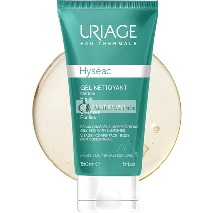 Uriage Hyséac Face Cleansing Gel for Oily Skin with Blemishes 150ml - Purifies & Eliminates Sebum Excess - Ultra-Gentle Foaming Gel - Paraben & Soap-Free, Physiological pH 150ml