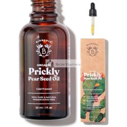   Bionoble Organic Prickly Pear Seed Oil 30ml - 100% Pure, Natural and Cold Pressed - Face, Body, Hair, Beard, Nails - Vegan and Cruelty Free - Glass Bottle + Pipette 30 ml
