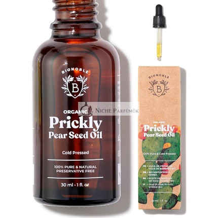 Bionoble Organic Prickly Pear Seed Oil 30ml - 100% Pure, Natural and Cold Pressed - Face, Body, Hair, Beard, Nails - Vegan and Cruelty Free - Glass Bottle + Pipette 30 ml