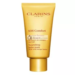   CLARINS SOS Comfort Nourishing Balm Mask 10-Minute Face Mask Restores Radiance Dry Skin Type 2.3 Ounces