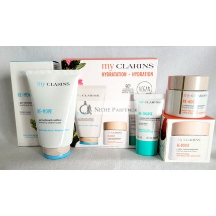 Clarins My Hydration 3-Piece Set Re-Move Re-Boost Re-Charge Vegan NEW in Box