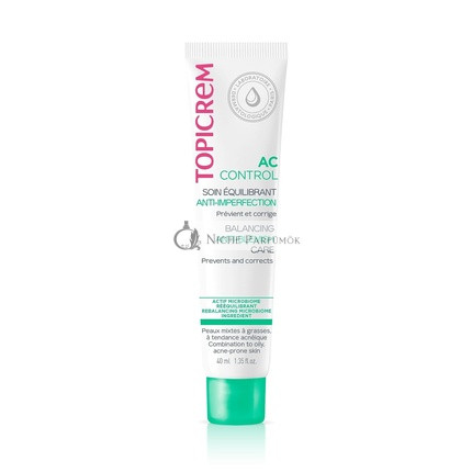Topicrem Balanced Care AC Control - Care against Imperfections and Sebum Regulator for Sensitive Skin for Combination to Oily, Acne-prone Skin - Teenagers & Adults - 40ml