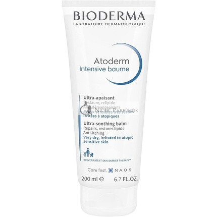 Bioderma Atoderm Intensive Balm Ultra Soothing Emollient Cream for Very Dry Itchy Eczema-Prone Skin with Ceramides and Glycerin 200ml