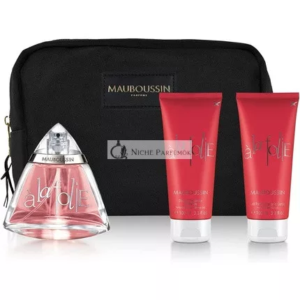 Mauboussin Prestige Box 2021 A La Folie Eau de Parfum 100ml Perfumed Shower Gel 100ml Perfumed Body Milk 100ml Amber Elixir Candle 110g