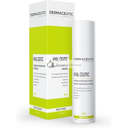 Dermaceutic Hyal Ceutic Intense 24hr Moisturizing Cream with Hyaluronic Acid Aloe Vera Vitamin E and Jojoba Oil 40ml