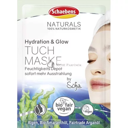 Schaebens NATURALS Hydration & Glow Sheet Mask with Algae, Organic Amaranth Oil, and Fairtrade Argan Oil - Vegan - 100% Natural Cosmetics
