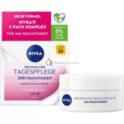   Nivea Rich Day Cream 24h Moisture SPF 30 50ml with Natural Almond Oil and Magnolia