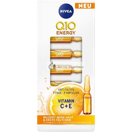 NIVEA Q10 Energy Anti-Wrinkle 7 Days Cream 7 Ampoules Face Treatment with 100% Skin Identical Q10 Vitamin C and Vitamin E Face Care Visibly Reduces Wrinkles and Tired Skin