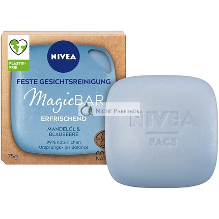 NIVEA MagicBar Refreshing Solid Facial Cleanser 75g - Certified Natural Cosmetics with Almond Oil & Blueberry