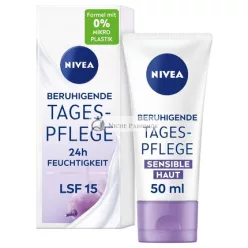   NIVEA Soothing Day Care 24h Moisture SPF 15 Fragrance-Free Face Cream for Sensitive Skin with Grape Seed Oil