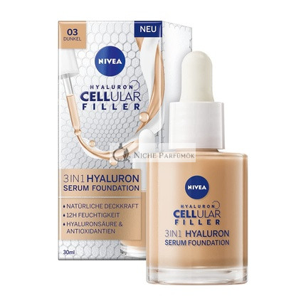 Nivea Cellular Filler 3-in-1 Hyaluronic Serum Foundation Dark 30ml