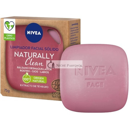 NIVEA Naturally Clean Solid Facial Cleanser 75g 99% Natural Origin with Black Tea Extract