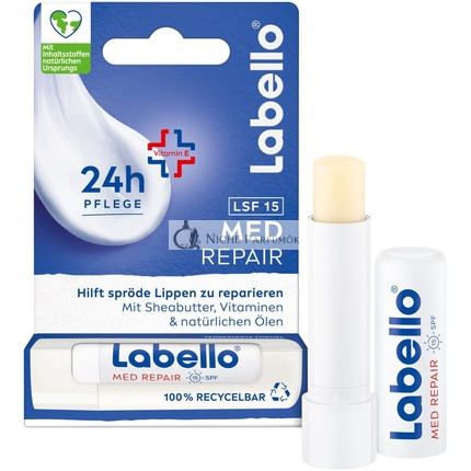 Labello Med Repair Lip Balm with SPF 15 and Vitamin E for Dry Lips 4.8g