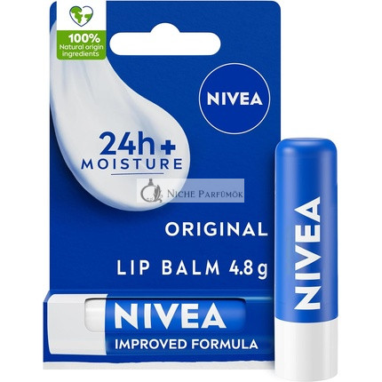 NIVEA Lip Balm Original Care 4.8g Deeply Hydrates Lips for 24h+ with Natural Origin Ingredients Shea Butter and Vitamins