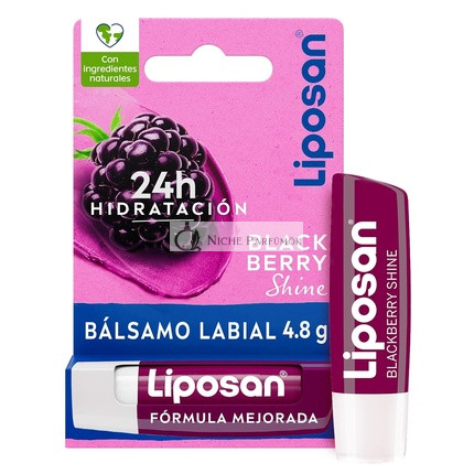 Liposan Blackberry Shine 4.8g Raspberry Lip Balm Moisturizing Lip Balm for Beautiful Soft Juicy Lips