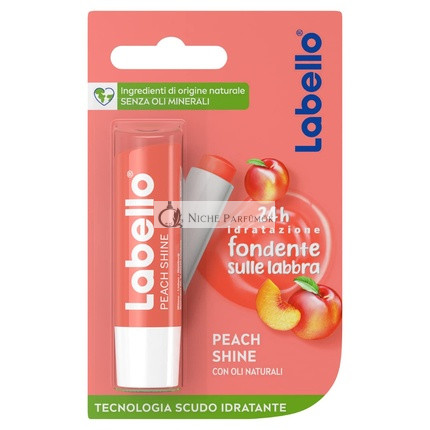 Labello Peach Shine Moisturizing Colored Lip Balm with Sweet Peach Flavor