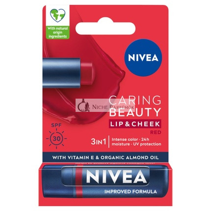 Nivea Caring Beauty 3 In 1 Caring Lip Balm Red 48g