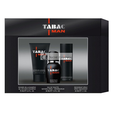 Tabac Man Trio Set Powerful Masculine Fragrance 30ml Eau de Toilette 75ml Shower Gel 50ml Deodorant Spray