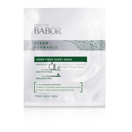 DOCTOR BABOR CLEANFORMANCE Hemp Fiber Sheet Mask with Hyaluronic Acid Cooling Mask for Oily and Combination Skin