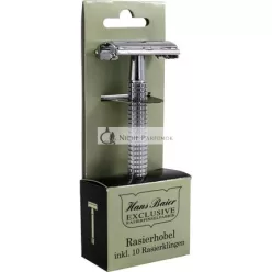   Hans Baier Butterfly System Long Handle Metal Razor & 10 Razor Blades