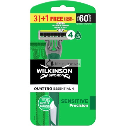 Wilkinson Sword Quattro Essential 4 Sensitive Disposable Razor for Men - Pack of 4