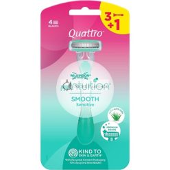   Wilkinson Sword MyIntuition Smooth Sensitive Quattro Disposable Razor for Women 4 Blades 2 Lubricating Strips with Aloe Vera and Vitamin E - Pack of 3+1