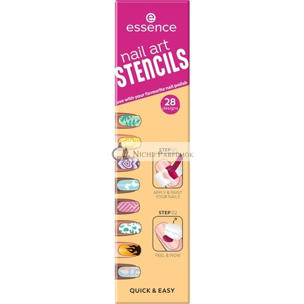 Essence Nail Art Stencils Nail Stickers Instant Result Nanoparticle Free 28 Pieces