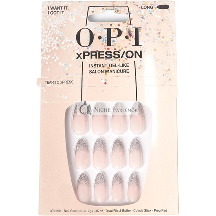 OPI xPRESS/ON Press On Nails & Cuticle Oil 30 Pcs Reusable False Nails with up to 14 Days of Wear Deeply Nourishing Gel-Like Salon Manicure Nude Nail Polish I Want It I Got It