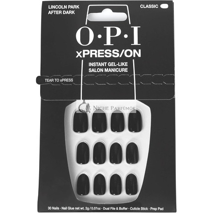 OPI xPRESS/ON Press On Nails & Cuticle Oil 30 Pcs Reusable False Nails with up to 14 Days of Wear Deeply Nourishing Gel-Like Salon Manicure Dark Nail Polish Lincoln Park After Dark