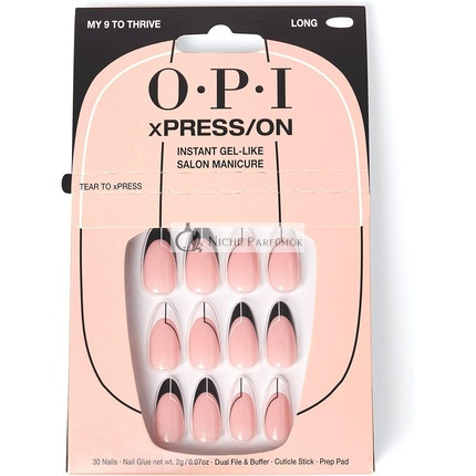 OPI xPRESS/ON Press On Nails & Cuticle Oil 30 Pcs Reusable False Nails with up to 14 Days of Wear Deeply Nourishing Gel-Like Salon Manicure Nude Nail Polish My 9 To Thrive