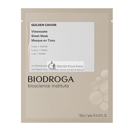 BIODROGA Bioscience Institute Golden Caviar Sheet Mask Vitalizing Face Mask Paraben-Free Silicone-Free Mineral Oil-Free Microplastic-Free