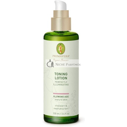 PRIMAVERA Perfectly Illuminating Toning Lotion 100ml - Vegan Natural Cosmetics for Mature and Demanding Skin - Vitalizes and Restructures Skin