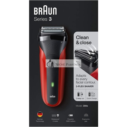 Braun 300S Electric Shaver - Black Red
