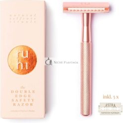   ruhi Premium Designer Rose Gold Brass Sustainable Safety Razor for Women with 5 ASTRA Razor Blades Zero Waste