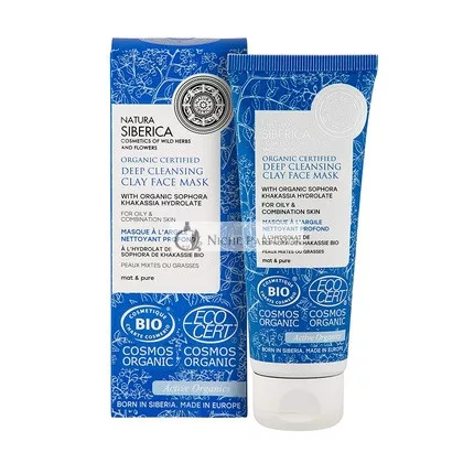 Natura Siberica Bio-Certified Deep Cleansing Clay Face Mask for Oily and Combination Skin 75ml