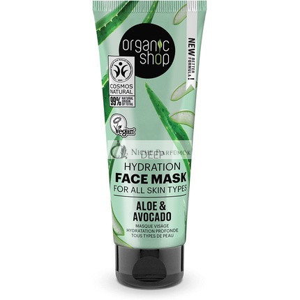 Organic Shop Deep Hydration Face Mask for All Skin Types with Avocado and Aloe 75ml