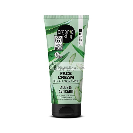Organic Shop Light Daily Face Cream for All Skin Types Avocado and Aloe 50ml