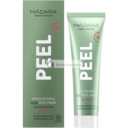 MÁDARA Organic Skincare Brightening AHA Face Peel Mask 60ml with Fruit Acids Vitamin C and Lactic Acid Exfoliating Brightening Vegan Ecocert Certified