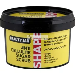   Beauty Jar SHAPE Anti-Cellulite Sugar Scrub 7.05 Oz (250g) with Sugar, Honey, Lemon and Grapefruit Oil, Coconut Oil