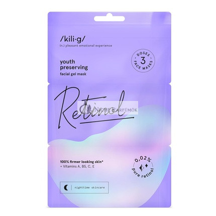 KILIG RETINOL Face Gel Mask with Retinol Night Care for Effective Youthful Skin Care Firm Refreshed Revitalized Skin Contains Vitamins A B5 C E 3x7ml